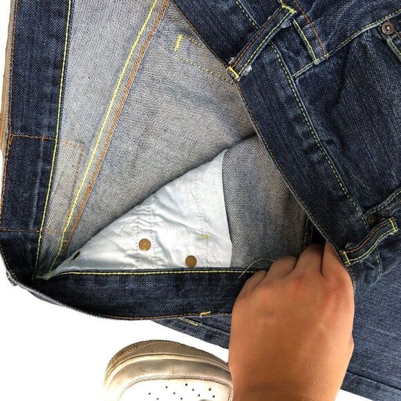 RARE Evisu Embroidered Jeans Size 40 BIG LOGO Blue - Picture 6 of 13